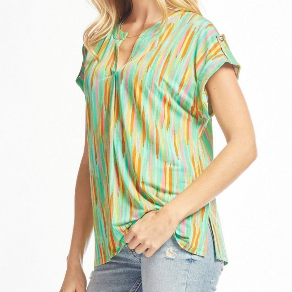 NEW Dear Scarlett Lizzy Emerald Multi Tunic Top